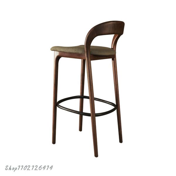 Barstuhl moderne minimalistische Massivholz Hochhocker Schwarz Walnussbar Stuhl Stuhl High Stuhl Home Barhocker Licht Luxus