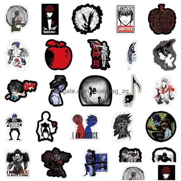 Bambini Adesivi per giocattoli 50pcs Death Note Death Note Iti Skateboard Car Motorcycle Decals Denals Drop Dlenge Delivery Regals No Dhduw
