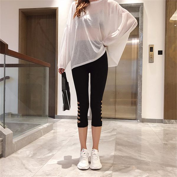 Women Mesh Legging sexy durchstreifen durch Streifen knielange Hosen Sommer Elastizität dünn schwarzer Spitze Schlanke Verbände Leggings Mujer 2024