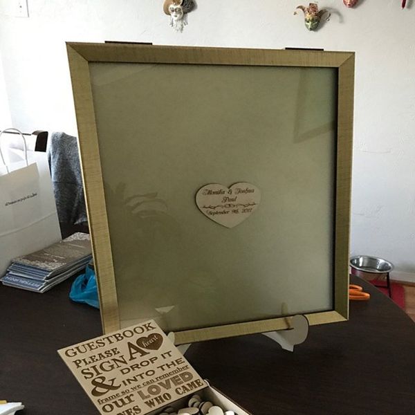 Personalizza i nomi Gold Frame in legno Wedding Guest Libogli incisi alternativo Wishes Drop Box Signature Libri per gli ospiti Decorazioni