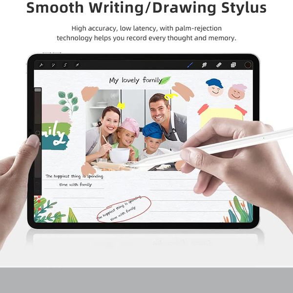 Uogic Stylus Pen per iPad, telecomando dell'otturatore della fotocamera, display a livello della batteria, rifiuto di palma, compatibile con iPad Pro/Mini