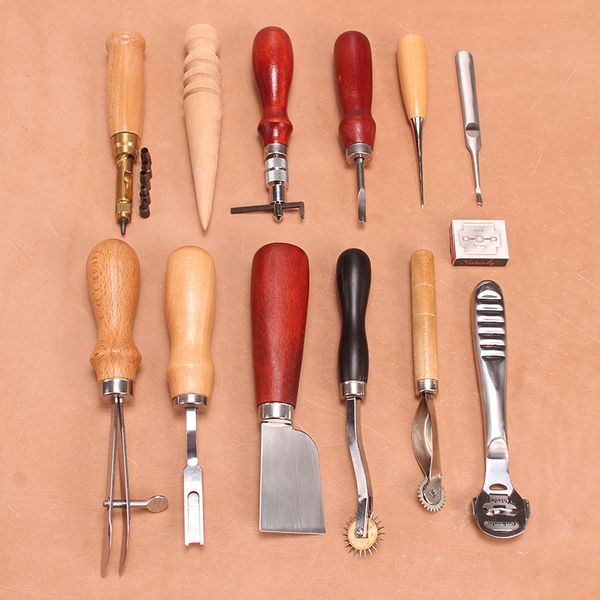 13 PCs/Set DIY Leder -Werkzeugwerkzeugset für Nähkegel -Werkzeug -Set geeignet für Leder -Grooven -Spleißen und Schneidwerkzeuge