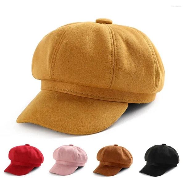 Beretti Women Casual Women Suede Tessuto Cappello Truck Cappello regolabile Beret Sboy Baker Cap