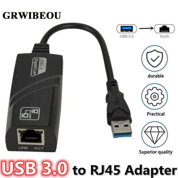 Carte esterne Drive gratuito USB 3.0 Gigabit LAN USB a RJ45 NIC RTL8153 LAN Ethernet Adattatore per MacBook Laptop Ethernet per computer