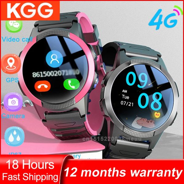 Assistir 4G Kids Smart Watch With GPS Tracker Video Chamne SOS com vibração Modo Modo Phone Phone Infronte Smartwatch Presentes de aniversário de 10 anos