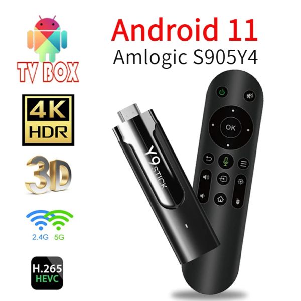 Box ATV Android 11 TV Stick AmLogics905Y4 Com Apps de TV Assistente de Voz BT5.0 Dual WiFi 2GB DDR4 Suporte 4K Vídeo 3D TV