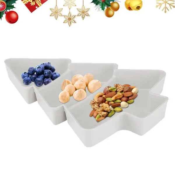 Pratos de pratos de árvore de Natal Servindo prato de bandeja de bandeja de lanche pratos de sobremesa