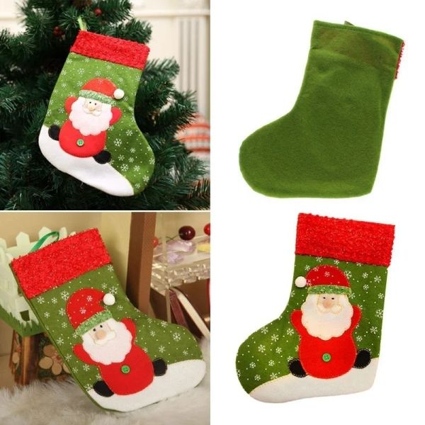 Singel Singel Small Christmas Stocking Papai Noel Snowman Holiday Holiday Gift Candy Bag