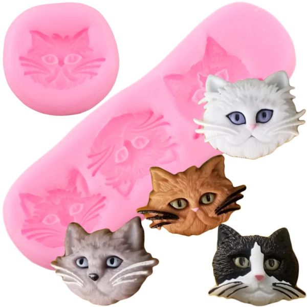 Carina Cat Face silicone stampi Polimero Cray Candy Cioccolato Gumpaste Stampo fai da te Cupcake Topper Topper Torta Decorazione di strumenti di decorazione