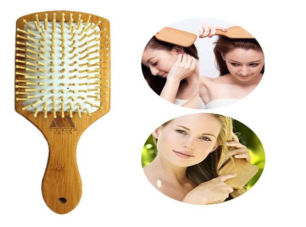 Escova de escova de ventilação de leite de bambu de madeira Cuidado com cabelo e massagador de beleza Massage