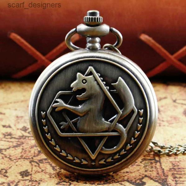 Карманные часы Fullmetal Alchemist Quartz Anime Pocket Cosplay Design Clock Design Cool Collece Chain Antique Vintage Fob es Y240410