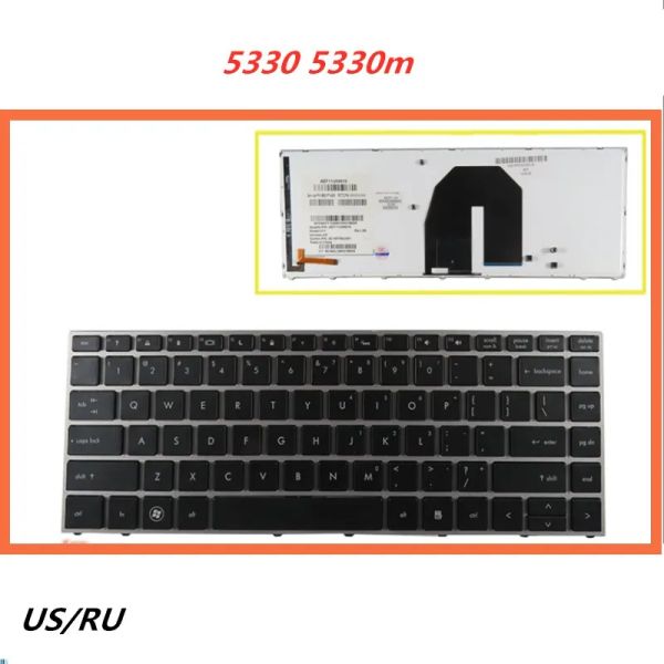 Tastaturen Laptop Englische russische Tastatur für HP Probook 5330 5330m Notebook Ersatzlayout -Tastatur