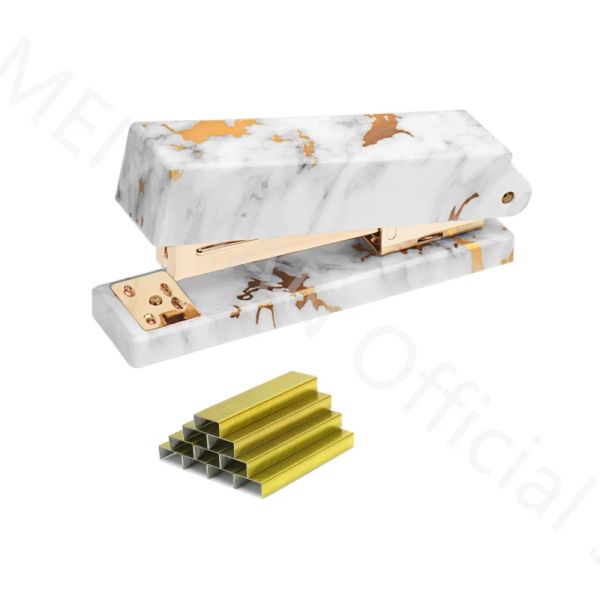 Gramperador de mesa de ouro de mármore Stapler com grampos de 1000pc, acessórios de estacionamento manual de escritório padrão de escritório de escritório