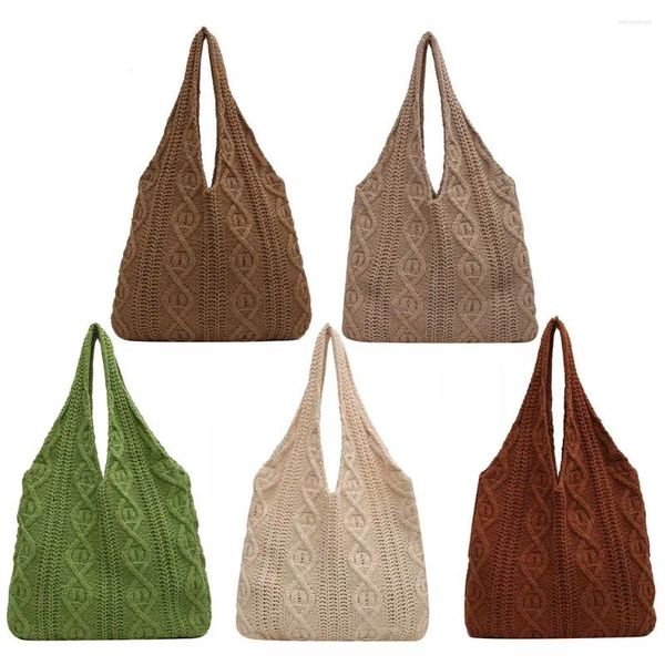 Umhängetaschen Frauen Casual Bag Großkapazität kleiner Hobo Weiche Weave Feste Farbe hohl ausgewebt für weibliche Mädchen