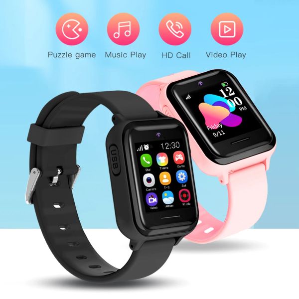 RELISTAS SMART ASSISTA KIRS HD CHAMADO VÍDEO DE VÍDEO MUSICA LEMBRANDO DE ALARME CALENDAR SIM CART CHAMP Phone SmartWatch para crianças