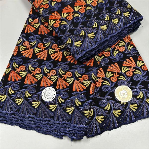 5 ярдов Швейцарская кружевная ткань Лафайя Дубай Тяжелая вышивка из бисера африканская сухой кружев