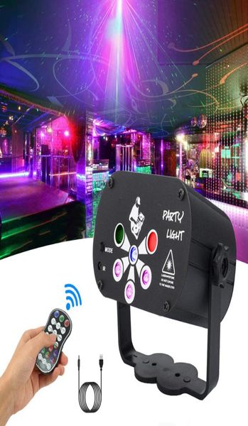 6 LENS LASER LIGHTING USB Remote DJ Disco Stage Light RGB Sound Party Lights Per Home Wedding Birthday9434426