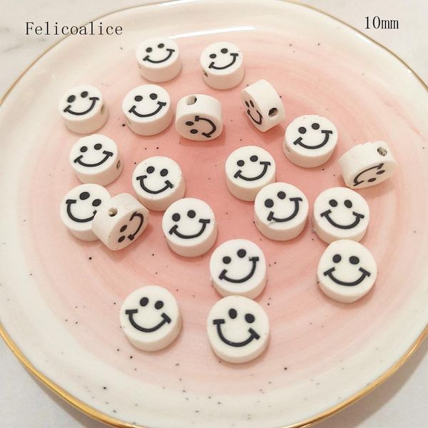 40pcs Smiley Face Polymer -Tonform -Abstandshalter für DIY -handgefertigte Schmuckhandwerkszubehör 10mm