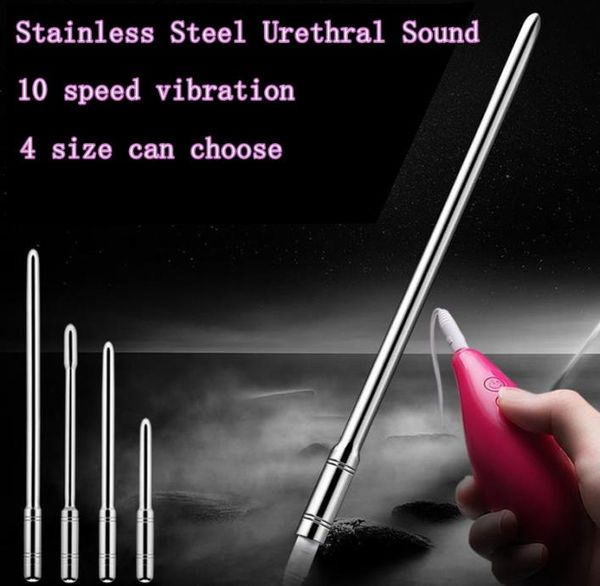 10Frequency vibrante vibrazione uretrale in acciaio inossidabile Inserisci vibratore sesso sesso di canna per uomini Uretra dilator2898914