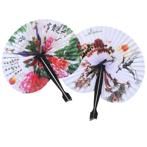 Zufällige 1pc chinesische Papierklapper Handlüfter Orientalische Blumenbaumparty Hochzeitsgeschenke