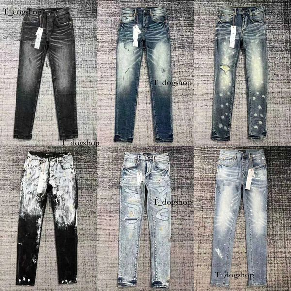 Designer Herren lila Jeans Jeanshosen Modehosen High-End-Qualität Straight Design Retro Streetwear Casual Joggers Joggers Hosen Wäsche alte Jeans 447