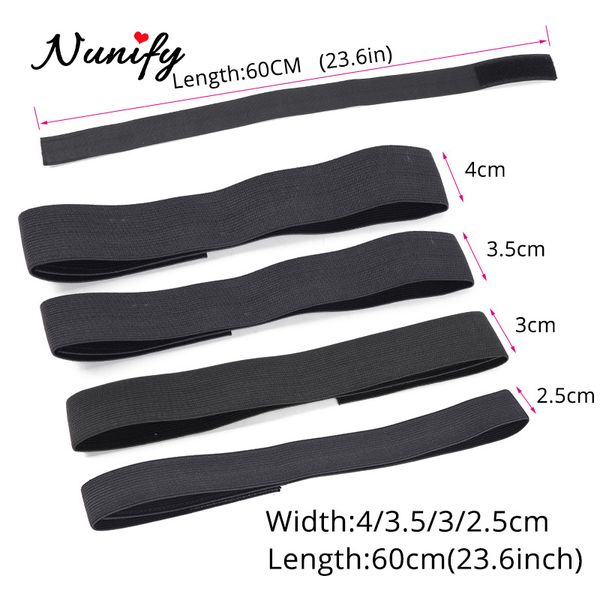 5pcs Schwarzes Schmelzband für ein verstellbares Elastizitätsband von Kanten zum Herstellen von Perückenkappen 60 cm Stirnband für Spitzenfrontal -Nunify -Perückenzubehör