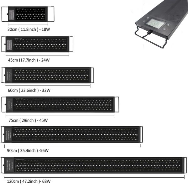 48-52 polegadas IP65 Aquário LED Iluminação para LEDs de aquário leve LED de LED de recife de coral plantado dimmer