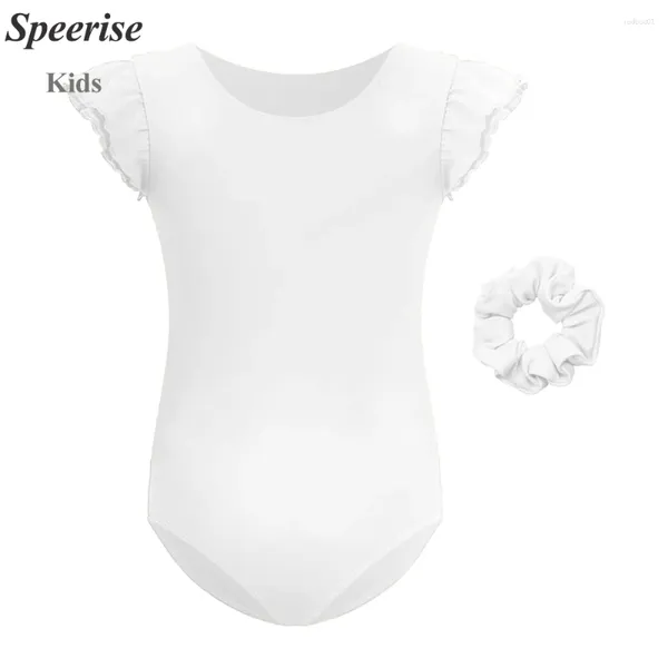 Stage Wear Kids Spandex Ballet Leotards Dance Costume Body Girl Gymnastics Dancewwear Sleeve Outfit per top su Skirted