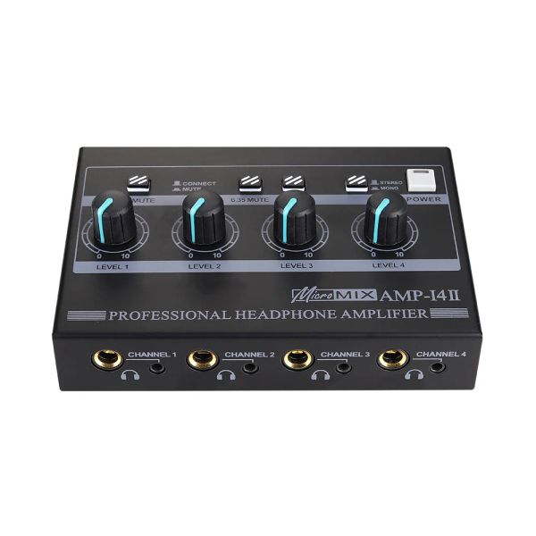 Amplifikatör 4 Kanallar Mini Kulaklık Amplifikatör Desteği Mono/Stereo Ses AMP'si Stüdyo ve Sahne İçin 3.5mm 6.35mm Giriş