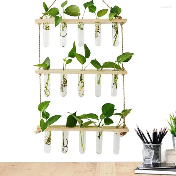 Vasos pendurados vaso de vidro portátil Flores de parede Pote Rack Recipiente de plantador reutilizável para decorações de casa