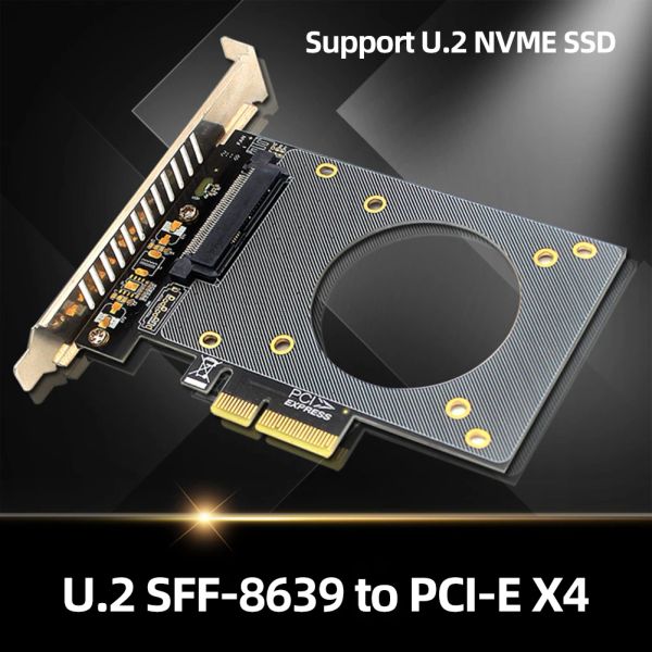 Cards U.2 SFF8639 para PCIEX4 Cartão de expansão Placa -mãe 4000MB/S X4/X8/X16 Slot PCIE Adaptador de expansão Card Support U2 NVME SSD Gen4