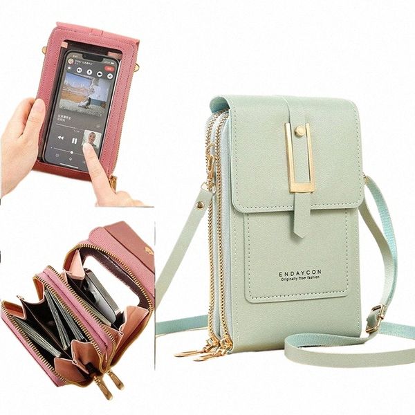 Litthing Female billige Frauenbeutel weiche Lederhandtasche 2023 Neues Touchscreen -Mobilfunk -Phe -Geldbody -Crossbody -Umhängetaschen S70H#