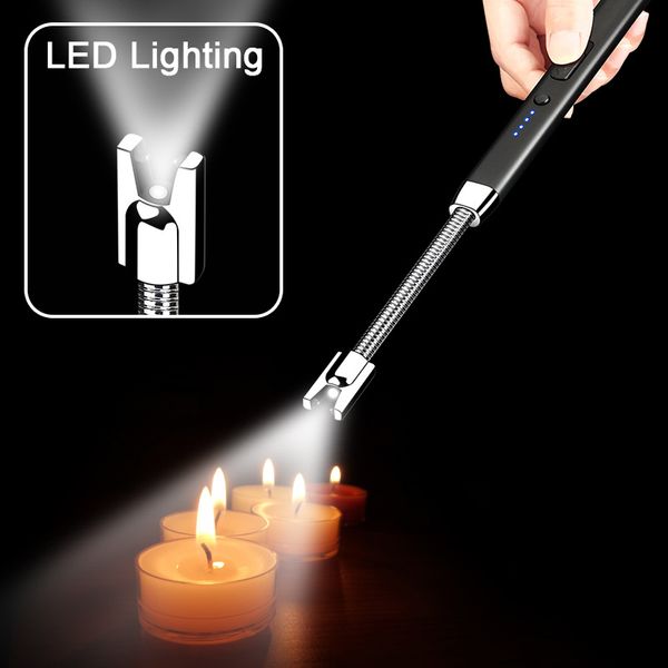 Metallwinddichte LED LED Lighting Lichtbogen Beleuchtung Waffen Kerze Küche USB Typ-C Zünder 360 Grad Schlauch hellere Familie Helfer