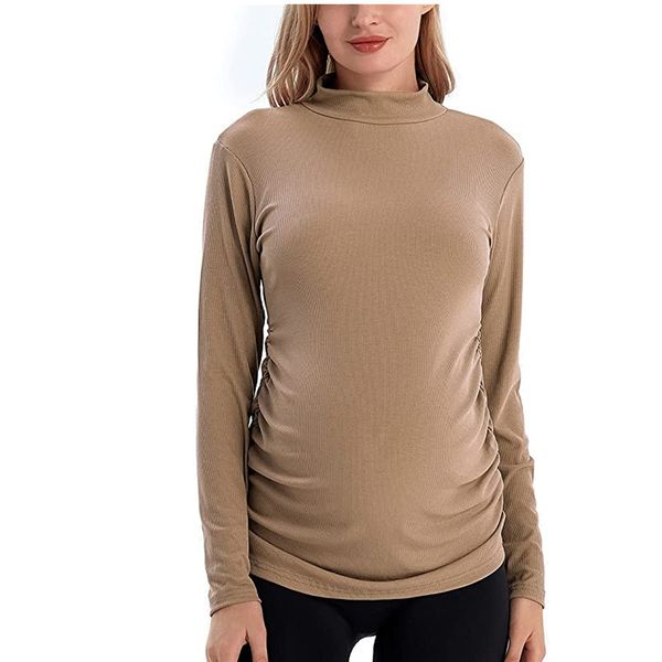 Mutterschaft Kleidung halb hoher Nackenfaden Mutterschaft Langarm T-Shirt Pullover Herbst und Winter Neue Kleidung für schwangere Frauen