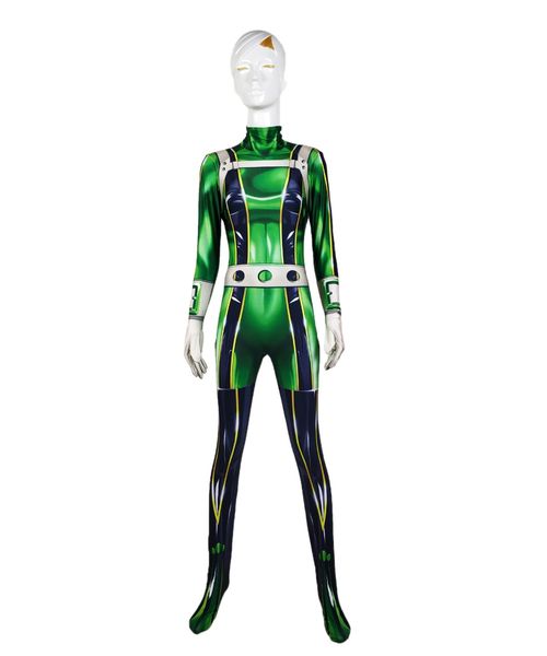 Froppy Bnh Cosplay Costume Asui Tsuyu Superhero Halloween Bodysuit adultos crianças zentai