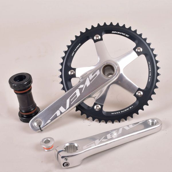 SKEACE HOLLOWTECH CRANKSET, Fixie Crank, parti della bici a marcia fissa a velocità singola, corona per biciclette da corsa, 48T, 165 mm, 144bcd