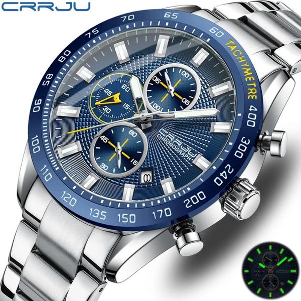 Orologi da polso Crrju uomini guardano 2024 Fashion Sports cronografo in acciaio inossidabile in acciaio con data automatica