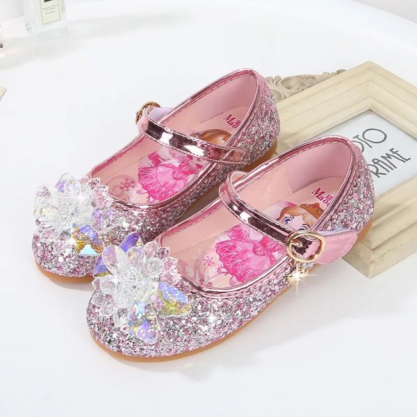 Sneakers Neue Strass -Pailletten -Tanzschuhe Mädchen weich süße tanz Single Hochzeit Wohnungen Kinder Cartoon Grace Prinzessin Schuhe Sommer