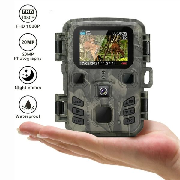 Kameras Outdoor Mini Trail Kamera 4K HD 20MP 1080p Infrarot Nachtsicht Bewegung Aktiviertes Jagd Trap -Spiel IP66 Washingtondelfache Wildtiere Cam