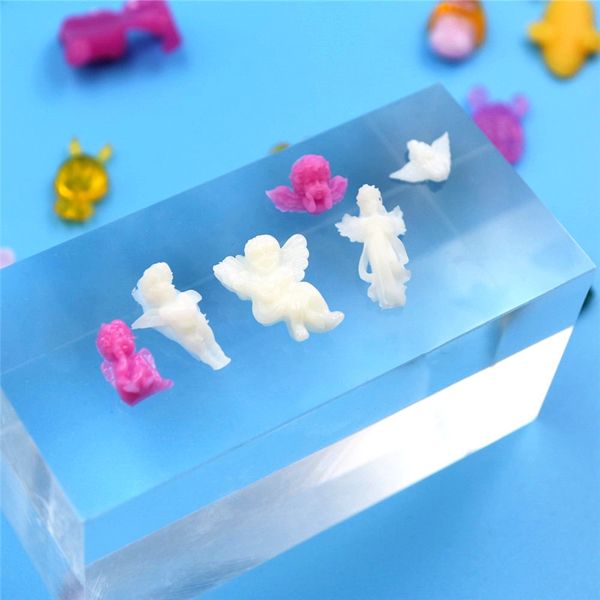 SNASAN 3D Angel Bear boneca fofa de miçangas pequenas de silicone para decorações Brincos de arte de unhas DIY UV EPOXY Caixa de silicone