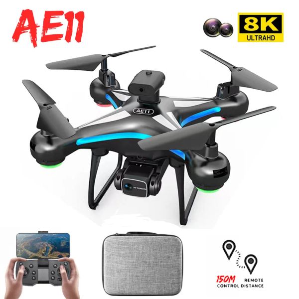 Acessórios AE11 Drone 8K HD Dual ESC Câmera Wi -Fi Profissional Aerial Photography Laser Obstáculo Evitar o helicóptero dobrável RC Quadcopter