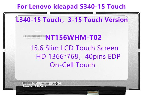 Ekran 15.6 Dizüstü Bilgisayar LCD Dokunmatik Ekran NT156WHMT02 B156XTSK02.1 Lenovo IdeaPad 315ADA05 315 L34015 Dokunma Sürüm 1366x768 40pin EDP