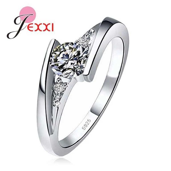 Bandringe Versprechen Ring Heißverkauf 925 Sterling Silber Schillerner Zirkon Ring Girl Finger Ring Frauen Hochzeit Engagement Schmuck J240410