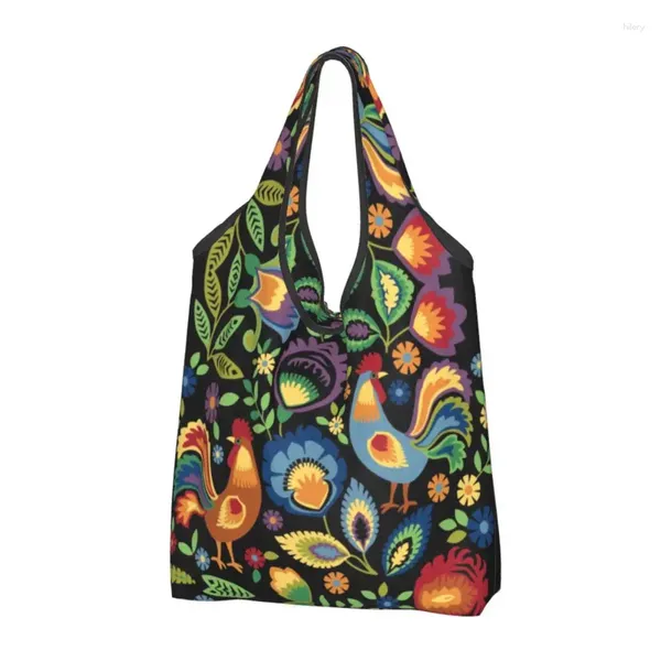 Borse da stoccaggio Galli folk Shopping tote portatile polacco polacco arte droghe