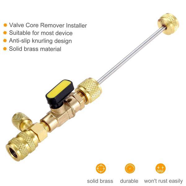 R410A R22 Strumento di installazione del core di rimozione del core valvola con doppia dimensione 1/4 5/16 porta per R404A R407C R134A R12 R32 Sistema