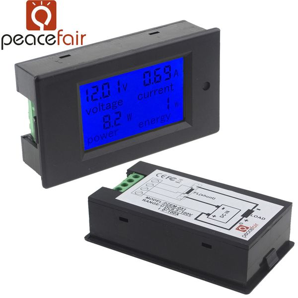 4 in 1 wattmetro di energia di energia alimentazione DC 6.5-100V 20A/100A DEL Voltmetro digitale Currente di corrente di corrente 12V 24V 24V 110 V Volt Tester