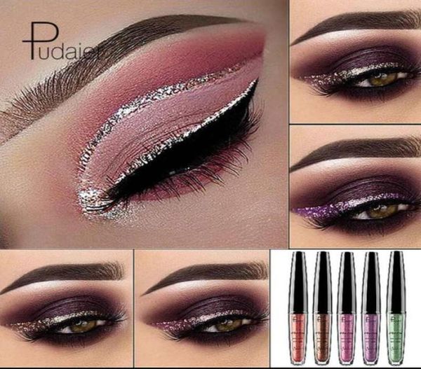 16 Cores Pudaier Liquid Glitter Eyeliner MaquigemegeM Profissional Metallic Silver Waterperperp Epaliner SHIMER