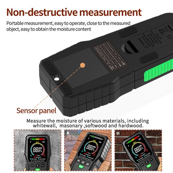 RD MT28 Não contato Digital Medidor de madeira digital Medidor Eletromagnético Medidor de madeira Hygrometer Hygromer Detector de madeira de madeira