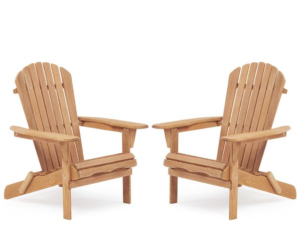 Holz im Freien im Freien Klappstuhl Set von 2 Wood Lounge Patio Chair für Garten, Garten, Rasen, Hinterhof, Deck, Poolseite, Feuerstelle, halb versammelte