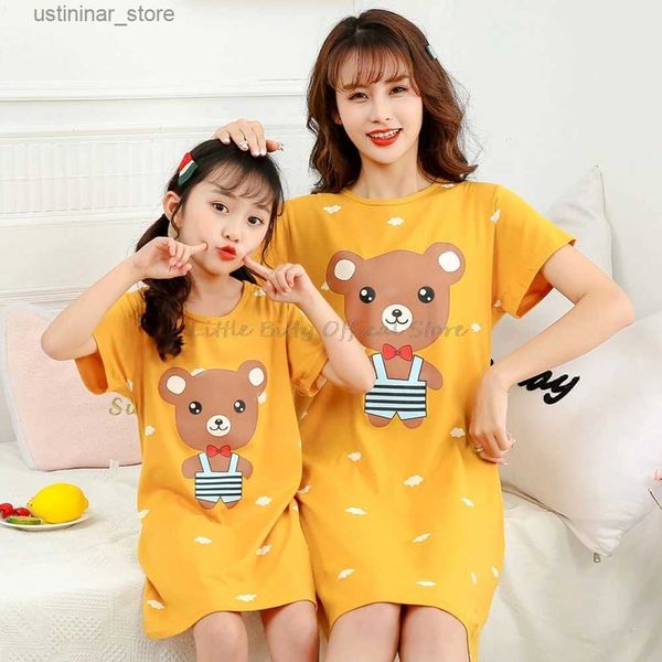 Mädchenkleider Sommer Mutter Tochter Nachtkleid Familie Pyjama Nachtwäsche Kinder Mädchen Nachthemd Pyjama für Teen Girls Kinder Pyjama Kleid L47